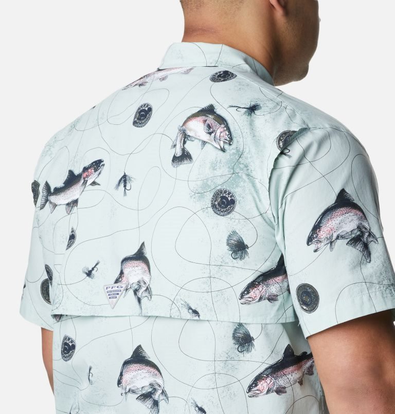 Men's Columbia PFG Trollers Best Short Sleeve Shirts Mint | Plus Size CA-NC546